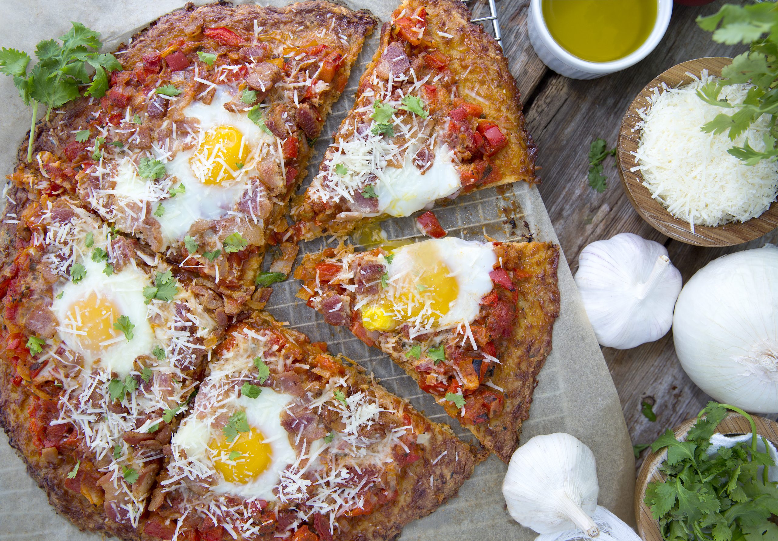 The Irresistible Egg and Bacon Keto Pizza