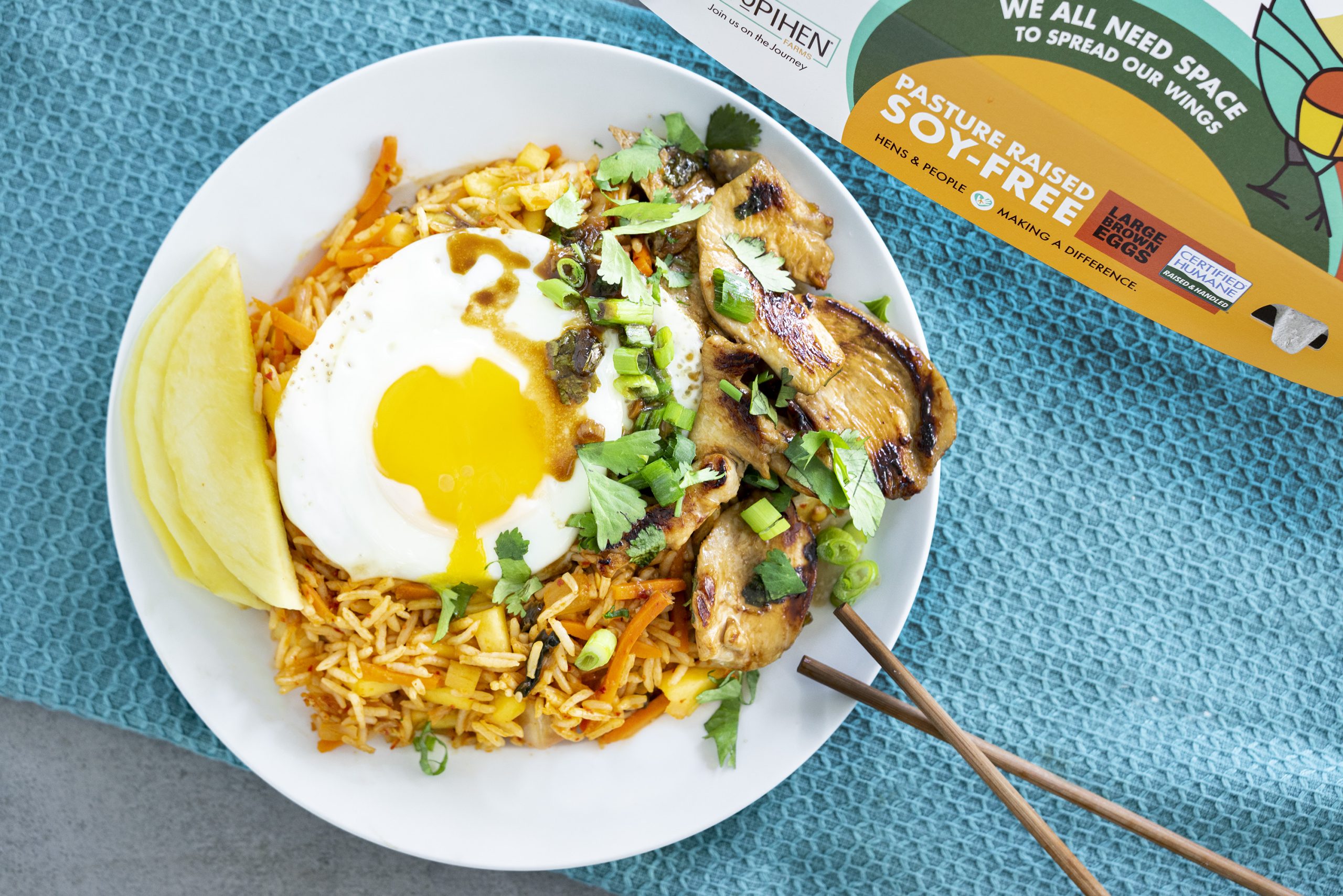 Kimchi Fried Rice with Mango and Chicken